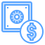 a blue safe with a dollar sign